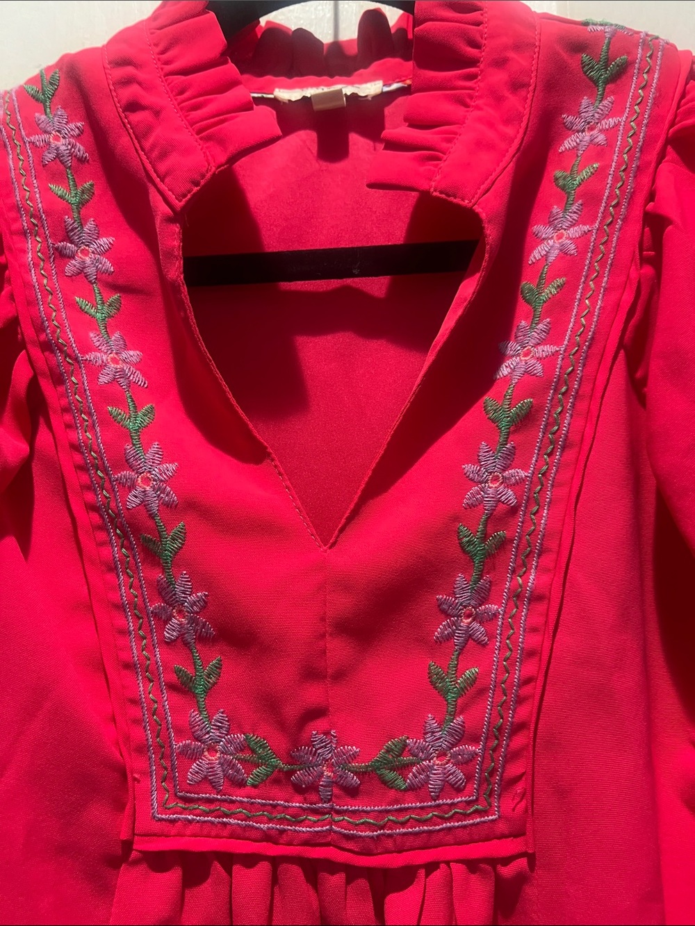 Umgee Hot Pink Embroidered Puff-Sleeve Dress - Picture 4 of 11